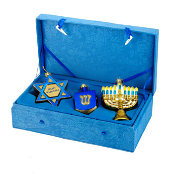 Kurt Adler Noble Gems™ Hanukkah Boxed Glass Ornaments, 3-Piece Box Set
