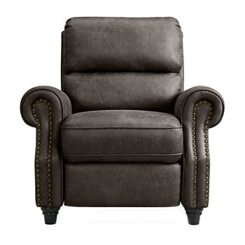  Anna Push Back Roll-Arm Recliner in Distressed Faux Leather