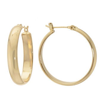 Silver Reflections Pure Silver Over Brass Hoop Earrings