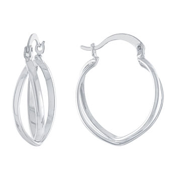 Silver Reflections Pure Silver Over Brass Hoop Earrings