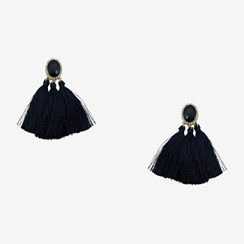 Bijoux Bar Black Jewel Fringe Drop Earrings