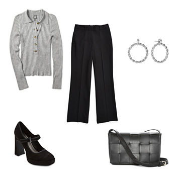 Worthington Sweater, Trouser, Shoes, Crossbody, Liz Claiborne Earrings