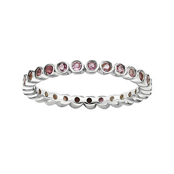 Personally Stackable Genuine Pink Tourmaline Sterling Silver Ring