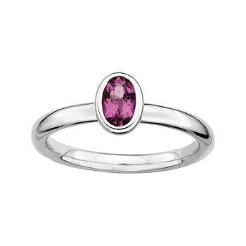 Personally Stackable Oval Genuine Pink Tourmaline Ring