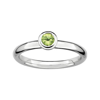 Personally Stackable 4mm Round Genuine Peridot Ring