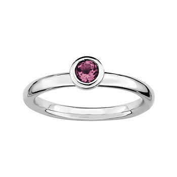 Personally Stackable 4mm Round Genuine Pink Tourmaline Ring