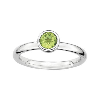 Personally Stackable 5mm Round Genuine Peridot Ring