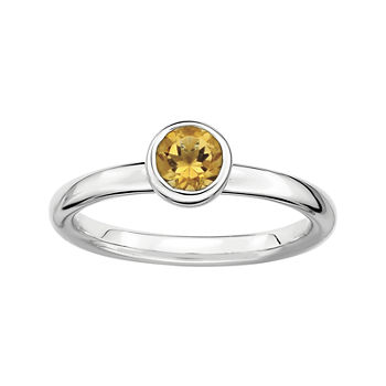 Personally Stackable 5mm Round Genuine Citrine Ring