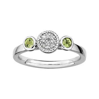 Personally Stackable Double Peridot & Diamond-Accent Ring