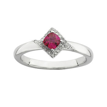 Personally Stackable 1/10 CT. T.W. Diamond and Lab-Created Ruby Ring