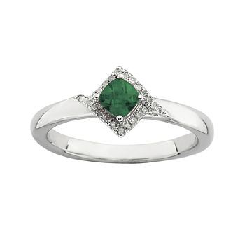 Personally Stackable 1/10 CT. T.W. Diamond and Lab-Created Emerald Ring