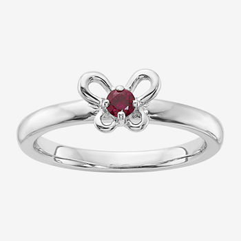 Womens Lab Created Red Ruby Sterling Silver Stackable Ring