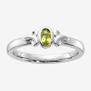 Womens Genuine Green Peridot Sterling Silver Stackable Ring