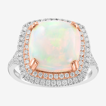 Effy Final Call Womens 1/2 CT. T.W. Genuine White Opal 14K Two Tone Gold Cocktail Ring