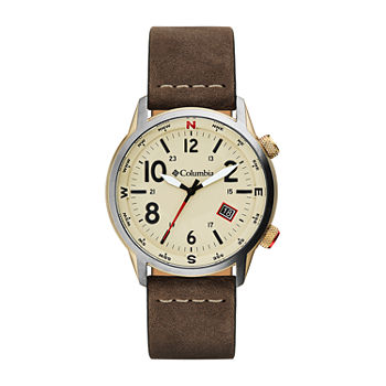 Columbia Sportswear Co. Mens Brown Leather Strap Watch Csc01-002