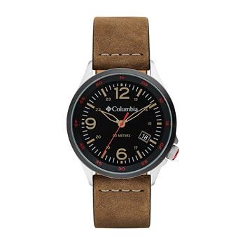 Columbia Sportswear Co. Mens Brown Leather Strap Watch Csc02-001