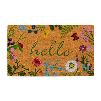 Calloway Mills Floral Hello Outdoor Rectangular Doormat