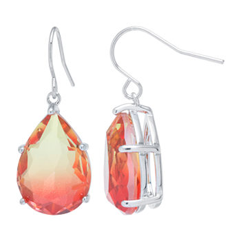 Sparkle Allure Pure Silver Over Brass Pear Drop Earrings
