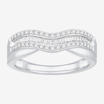 1/3 CT. T.W. Genuine White Diamond 10K White Gold Curved Wedding Band