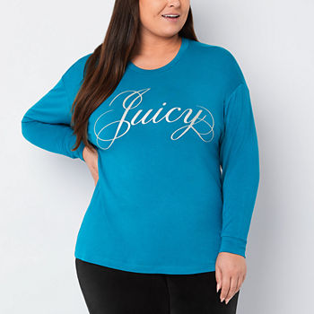 Juicy By Juicy Couture Plus Womens Crew Neck Long Sleeve Graphic T-Shirt