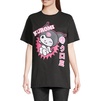 Juniors Kuromi Oversized Womens Crew Neck Short Sleeve Graphic T-Shirt