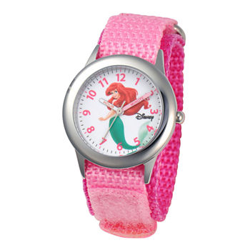 Disney Ariel Time Teacher Kids Stainless Steel Pink Strap Watch