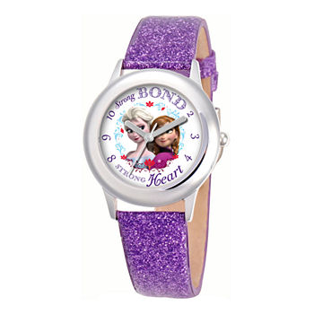 Disney Frozen Anna & Elsa Purple Glitter Strap Watch