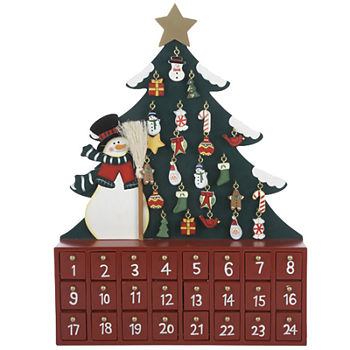 Kurt Adler Wooden Snowman with Tree Advent Calendar