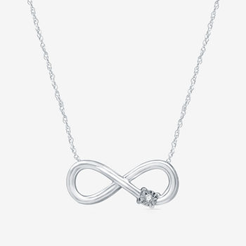 Limited Time Special! Womens Diamond Accent Genuine White Diamond Sterling Silver Infinity Pendant Necklace