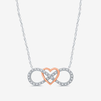 Limited Time Special! Womens 1/10 CT. T.W. Genuine White Diamond 14K Rose Gold Over Silver Sterling Silver Heart Infinity Pendant Necklace