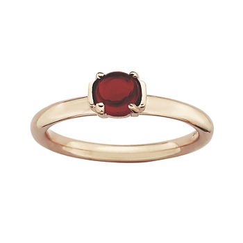 Personally Stackable Garnet 18K Rose Gold Over Sterling Silver Ring