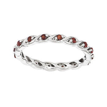 Personally Stackable Genuine Garnet Twisted Eternity Ring