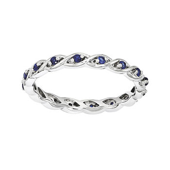 Personally Stackable Lab-Created Blue Sapphire Twisted Eternity Ring