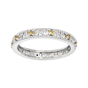 Personally Stackable Genuine Citrine Filigree Eternity Ring