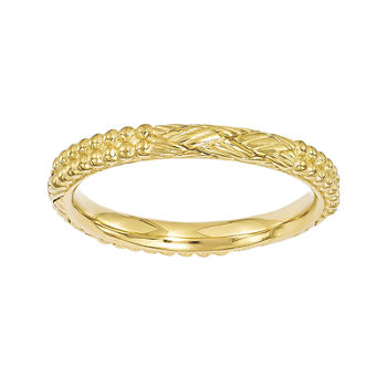 Personally Stackable 18K Yellow Gold Over Sterling Silver Patterned Ring