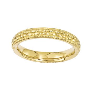 Personally Stackable 18K Yellow Gold Over Sterling Silver Patterned Ring