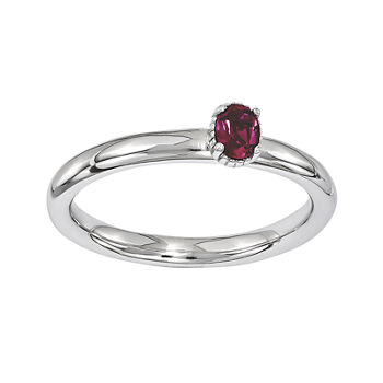 Personally Stackable Lab-Created Ruby Off-Center Ring