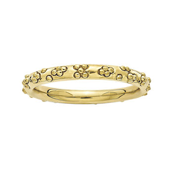 Personally Stackable 18K Yellow Gold Over Sterling Silver Textured Ring