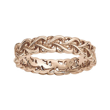 Personally Stackable 18K Rose Gold Over Sterling Silver Interlocking Heart Ring