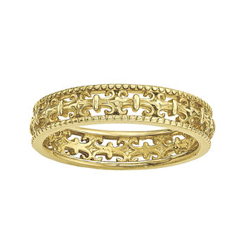 Personally Stackable 18K Yellow Gold Over Sterling Silver Fleur-de-Lis Ring