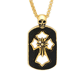 Mens 18K Gold Stainless Steel Pendant Necklace