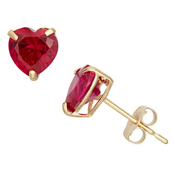 Lab Created Red Ruby 10K Gold 6.1mm Stud Earrings