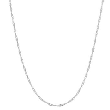 Sterling Silver 20 Inch Semisolid Singapore Chain Necklace