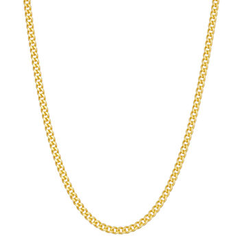 14K Gold Over Silver 16 Inch Semisolid Curb Chain Necklace