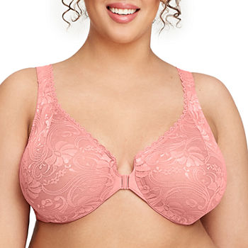 Glamorise Wonderwire® Front Closing Stretch Lace Underwire Unlined Full Coverage Bra-9245