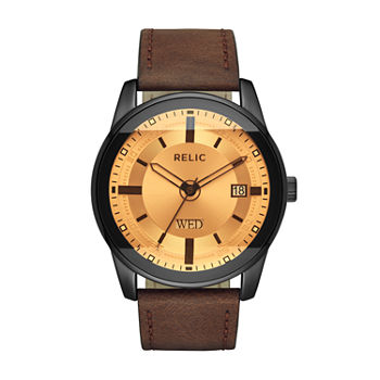 Relic By Fossil Mens Brown Strap Watch Zr12229