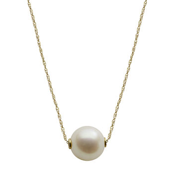 10K Gold Cultured Freshwater Pearl Solitaire Necklace