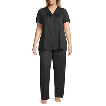 Lissome Womens Plus Short Sleeve 2-pc. Pant Pajama Set