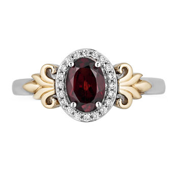 Enchanted Disney Fine Jewelry "Frozen 2" Womens 1/10 CT. T.W. Genuine Red Garnet 10K Gold Over Silver Princess Frozen Cocktail Ring