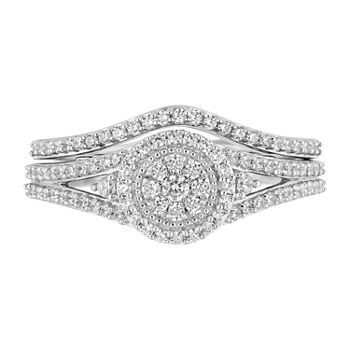 Enchanted Disney Fine Jewelry Womens 1/2 CT. T.W. Genuine White Diamond 10K Two Tone Gold Beauty and the Beast Bridal Set